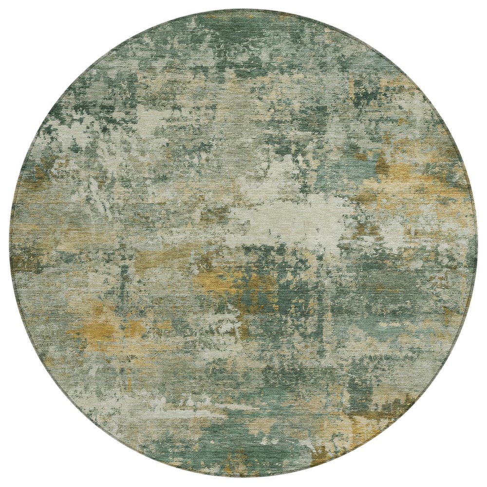 Machine Washable Indoor/Outdoor Chantille ACN2368 Green 8' x 8' Round Rug. Picture 1