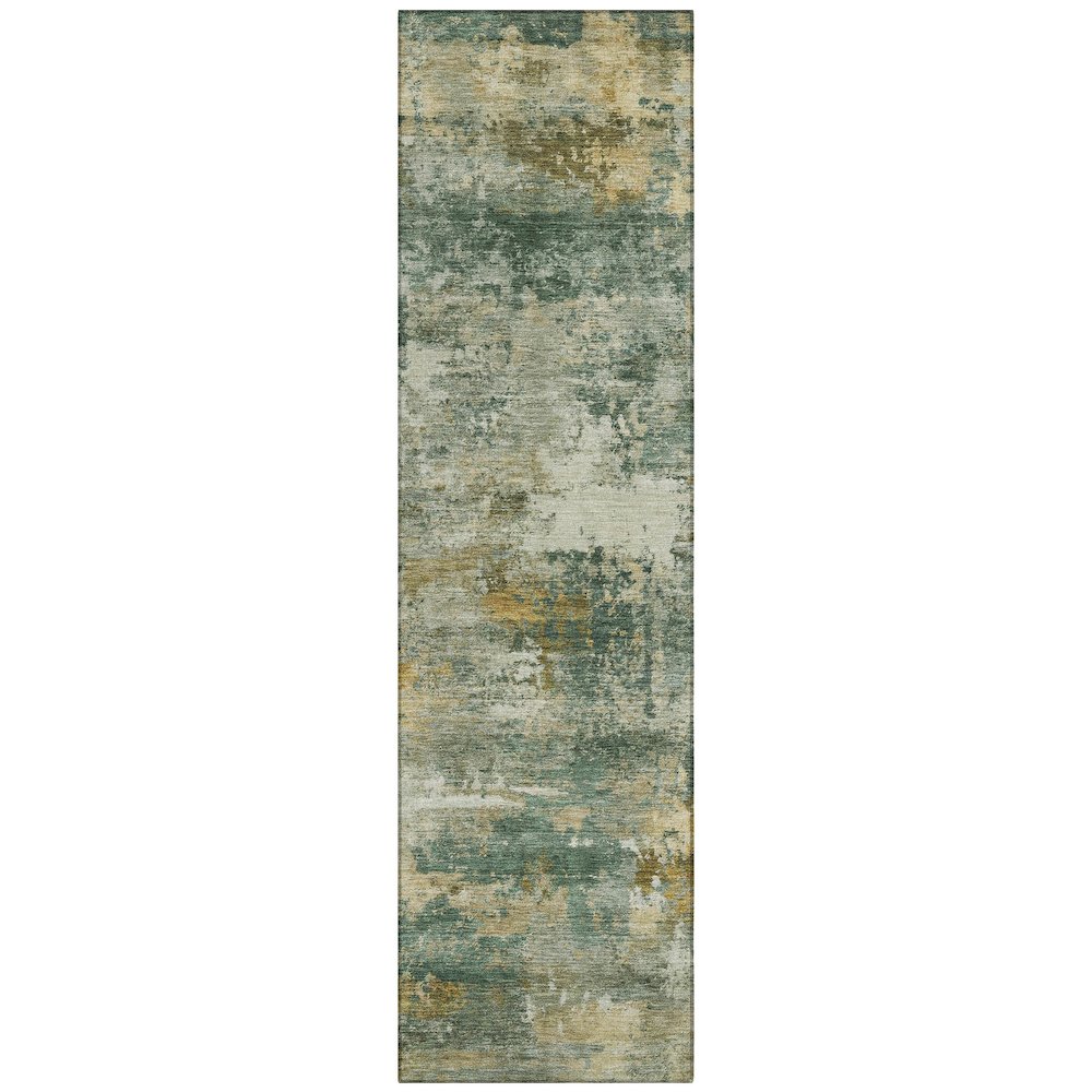 Machine Washable Indoor/Outdoor Chantille ACN2368 Green 2'3" x 7'6" Runner Rug. Picture 1
