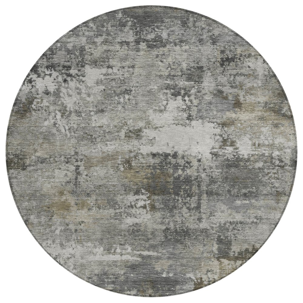 Machine Washable Indoor/Outdoor Chantille ACN2368 Gray 8' x 8' Round Rug. Picture 1