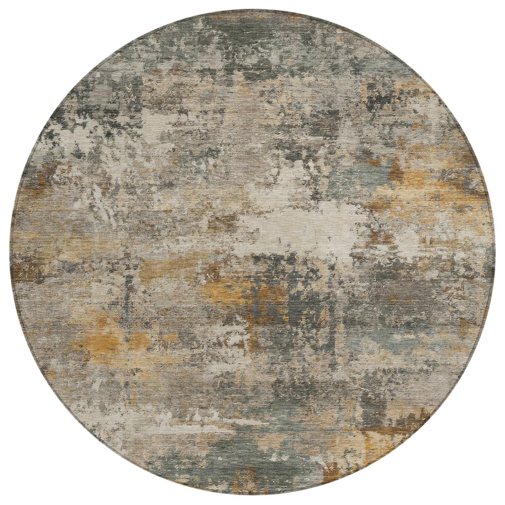 Machine Washable Indoor/Outdoor Chantille ACN2368 Brown 8' x 8' Round Rug. Picture 1