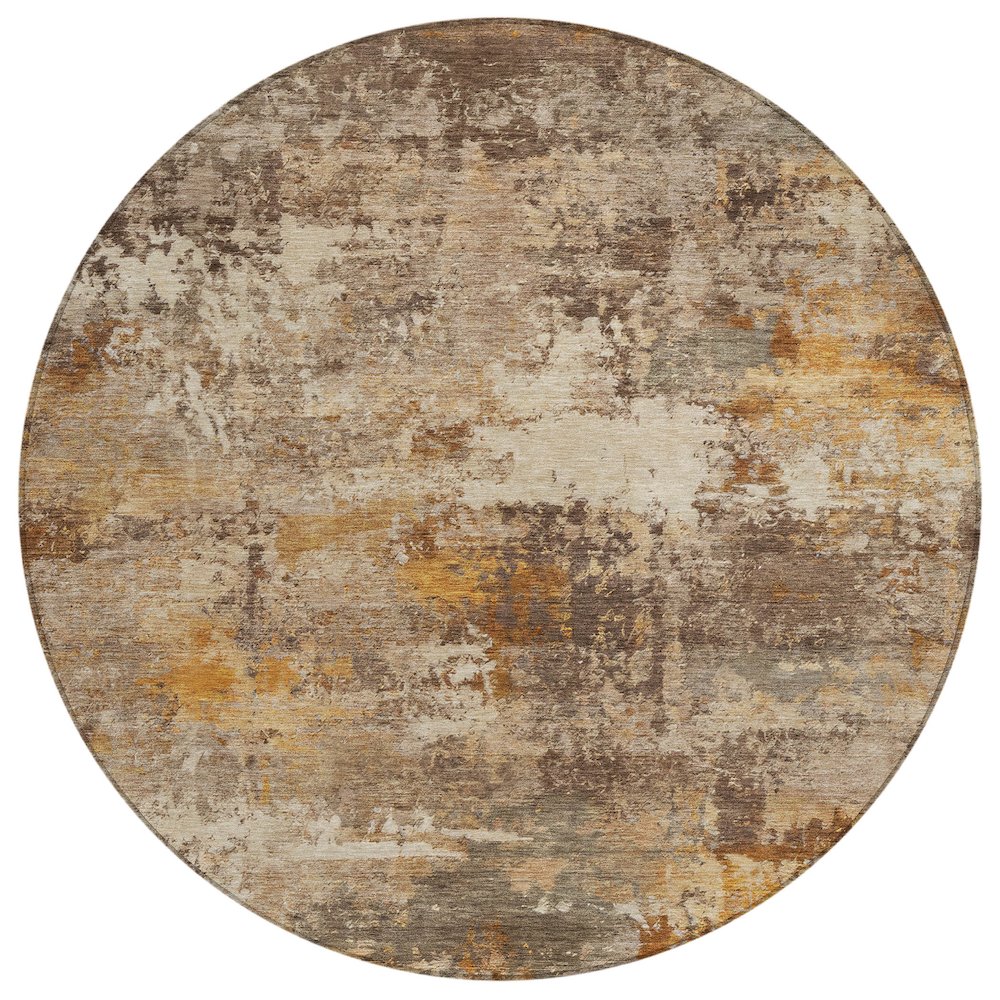 Machine Washable Indoor/Outdoor Chantille ACN2368 Orange 8' x 8' Round Rug. Picture 1