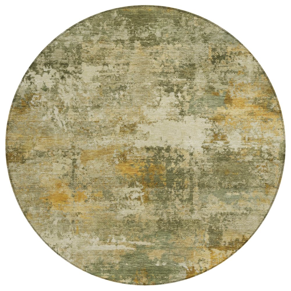 Machine Washable Indoor/Outdoor Chantille ACN2368 Green 8' x 8' Round Rug. Picture 1