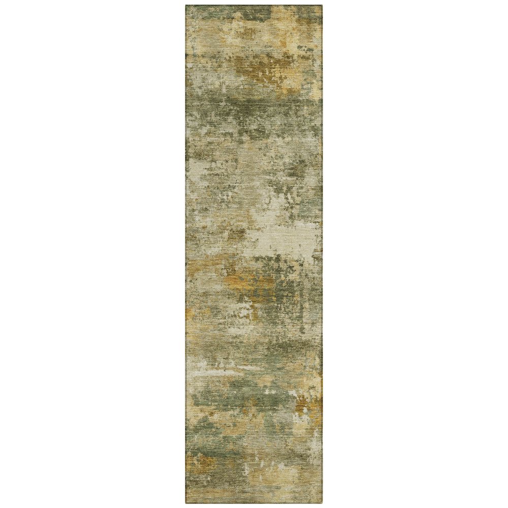Machine Washable Indoor/Outdoor Chantille ACN2368 Green 2'3" x 7'6" Runner Rug. Picture 1