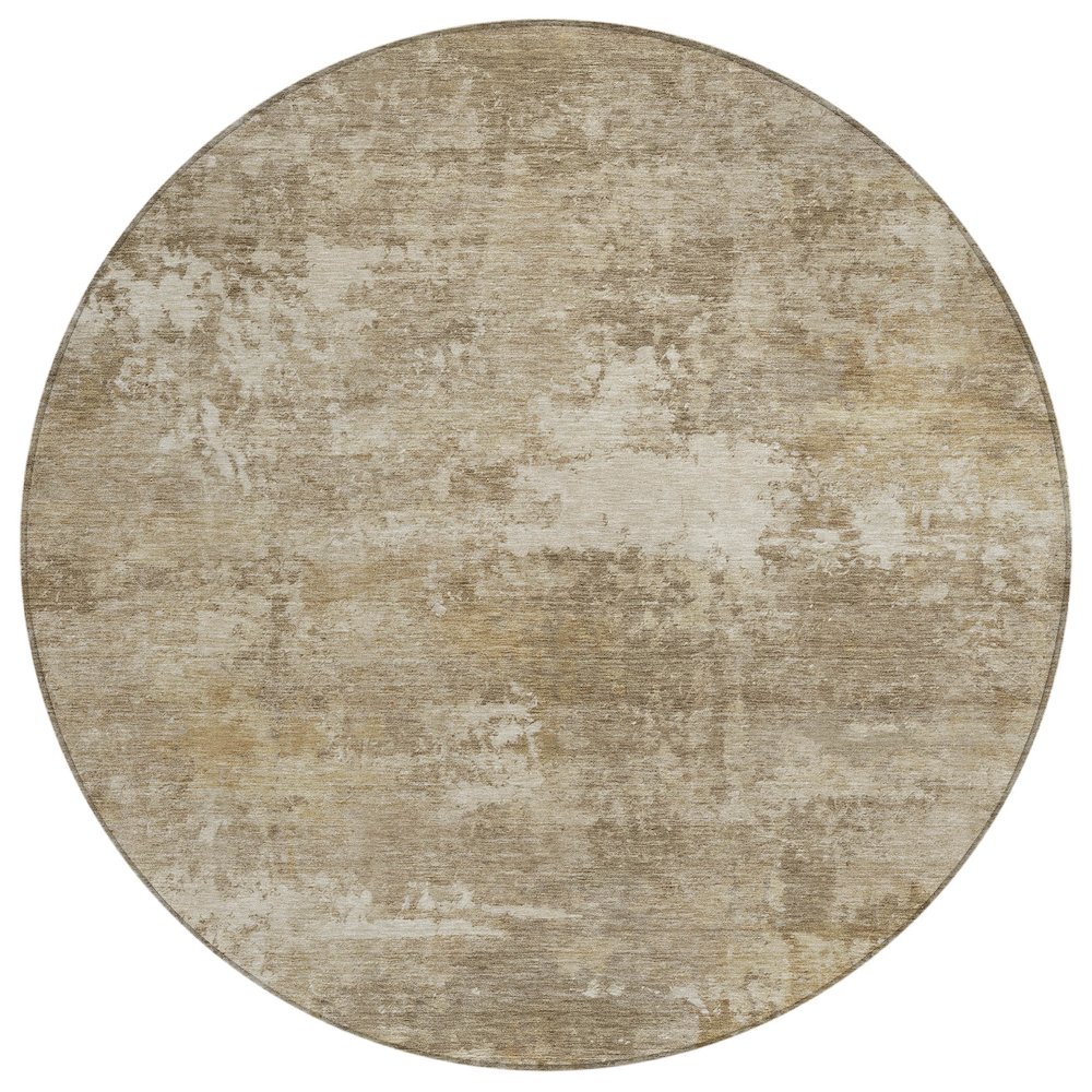 Machine Washable Indoor/Outdoor Chantille ACN2369 Brown 8' x 8' Round Rug. Picture 1