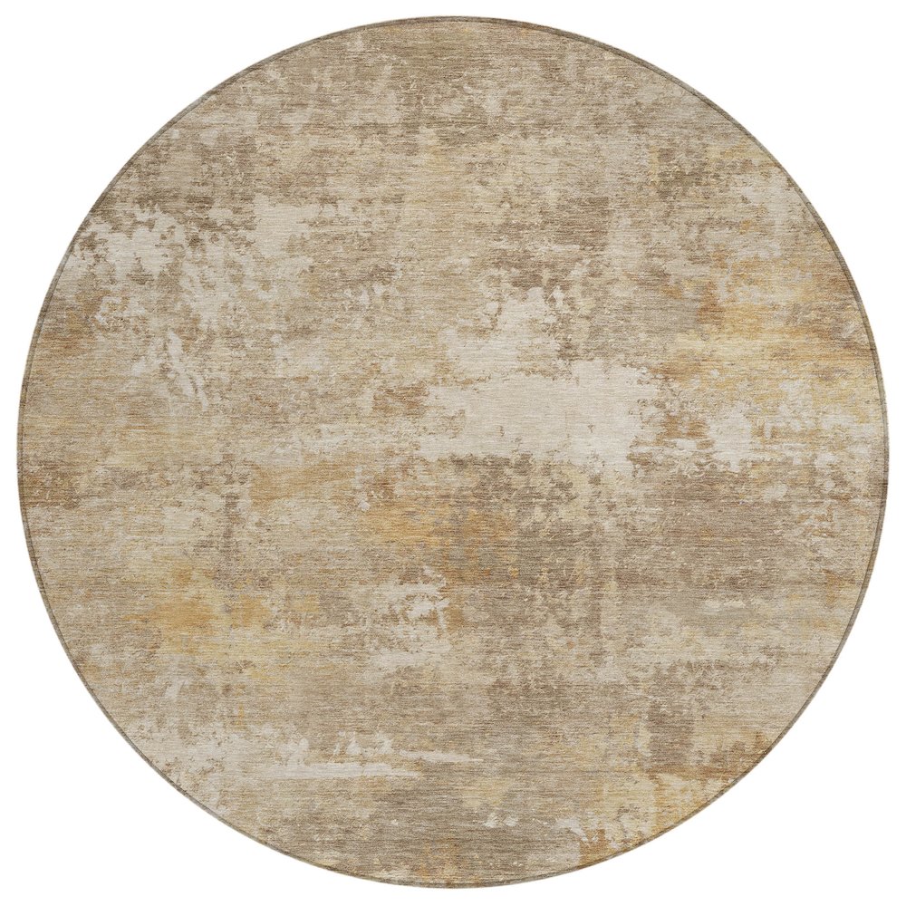 Machine Washable Indoor/Outdoor Chantille ACN2369 Brown 8' x 8' Round Rug. Picture 1