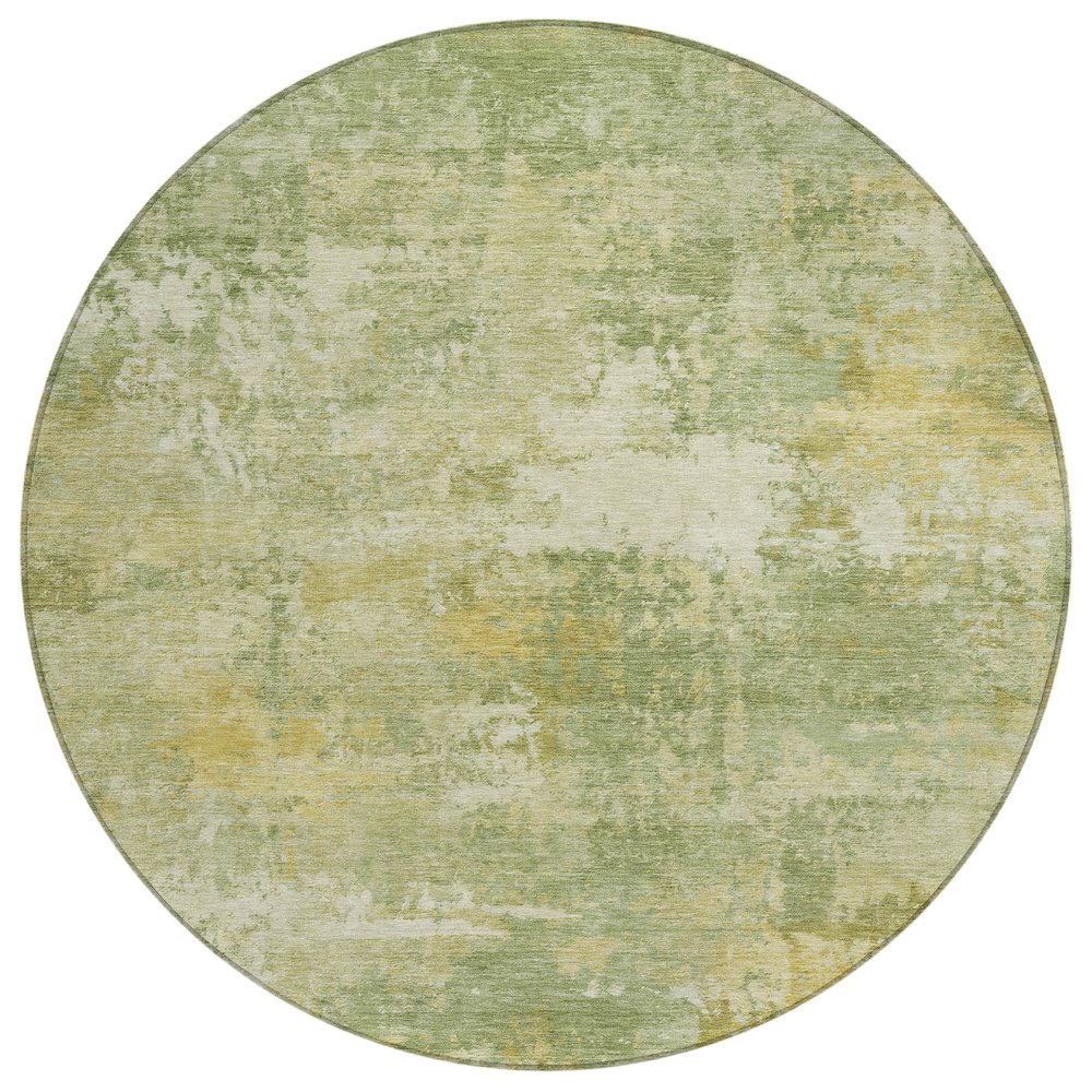 Machine Washable Indoor/Outdoor Chantille ACN2369 Green 8' x 8' Round Rug. Picture 1