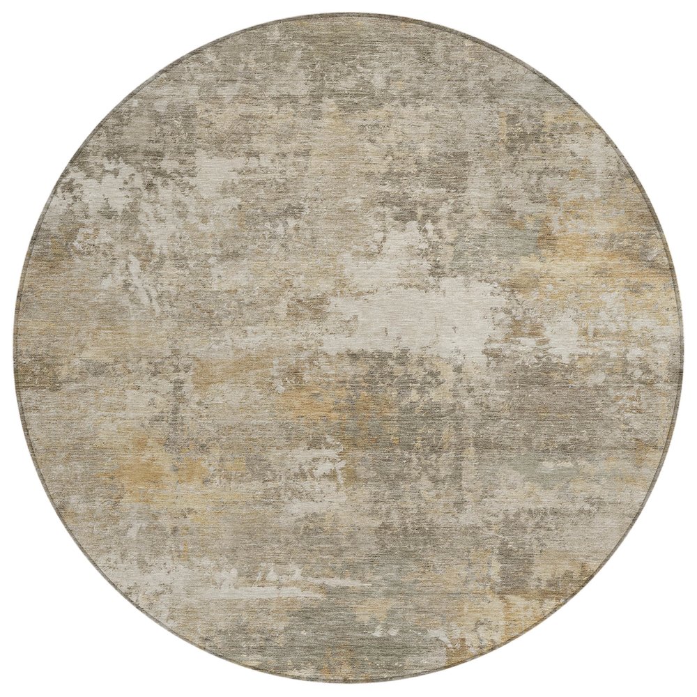 Machine Washable Indoor/Outdoor Chantille ACN2369 Brown 8' x 8' Round Rug. Picture 1