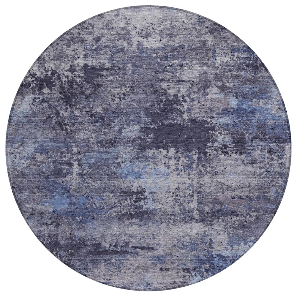Machine Washable Indoor/Outdoor Chantille ACN2370 Blue 8' x 8' Round Rug. Picture 1