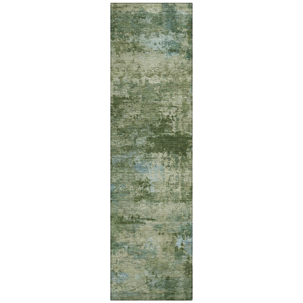 Machine Washable Indoor/Outdoor Chantille ACN2370 Green 2'3" x 7'6" Runner Rug. Picture 1