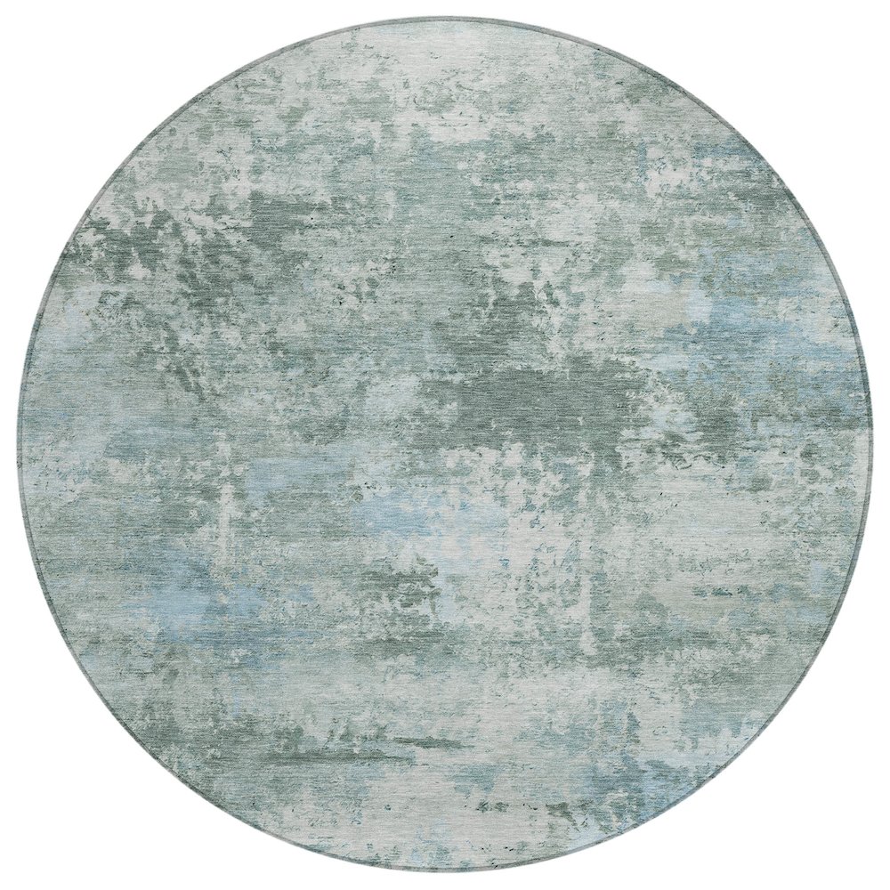 Machine Washable Indoor/Outdoor Chantille ACN2370 Green 8' x 8' Round Rug. Picture 1