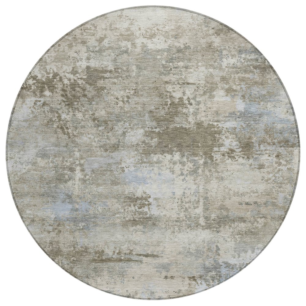 Machine Washable Indoor/Outdoor Chantille ACN2370 Brown 8' x 8' Round Rug. Picture 1
