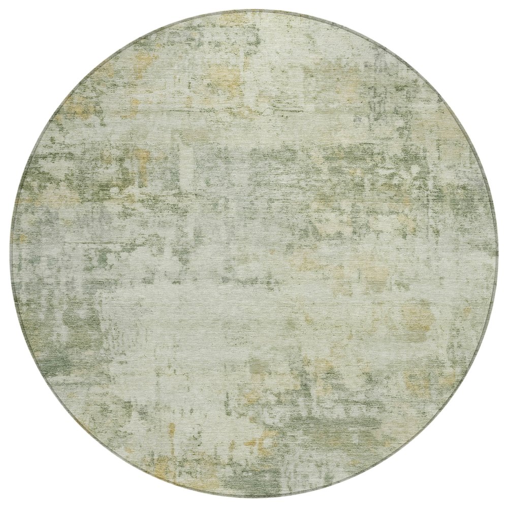 Machine Washable Indoor/Outdoor Chantille ACN2371 Green 8' x 8' Round Rug. Picture 1