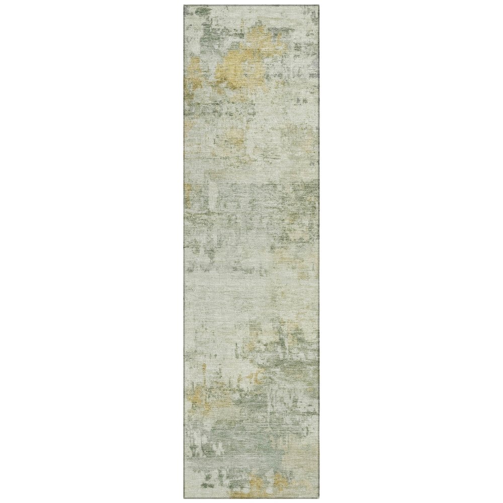 Machine Washable Indoor/Outdoor Chantille ACN2371 Green 2'3" x 7'6" Runner Rug. Picture 1