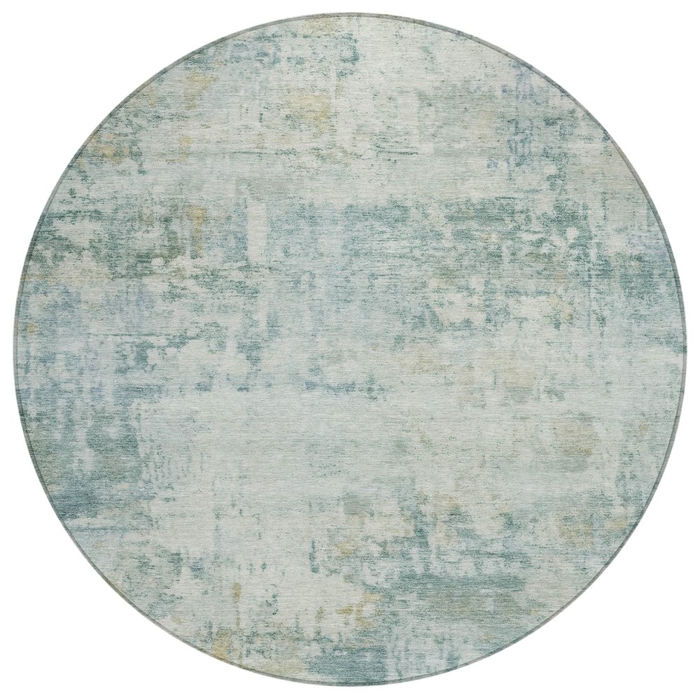 Machine Washable Indoor/Outdoor Chantille ACN2371 Teal 8' x 8' Round Rug. Picture 1