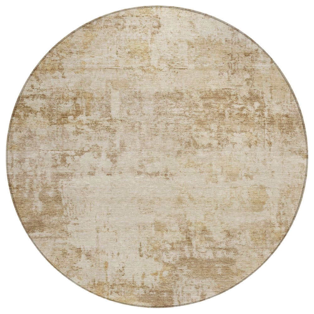 Machine Washable Indoor/Outdoor Chantille ACN2371 Brown 8' x 8' Round Rug. Picture 1