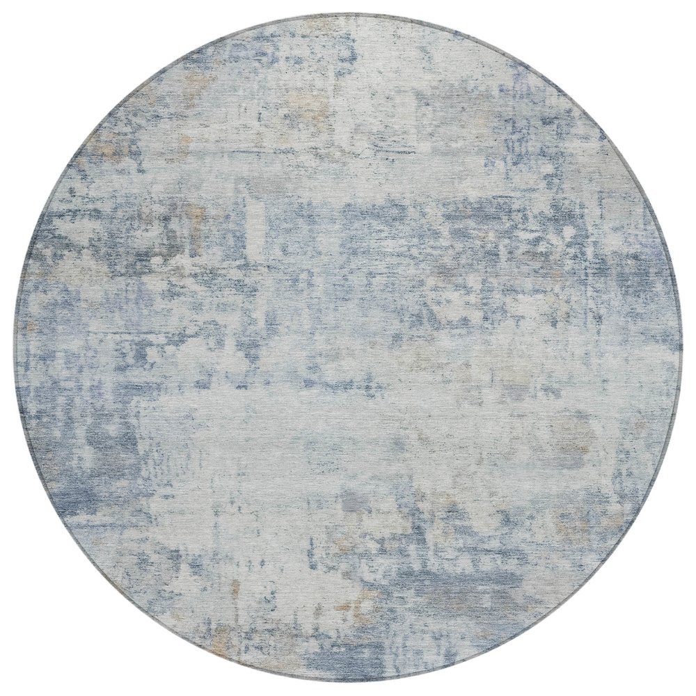 Machine Washable Indoor/Outdoor Chantille ACN2371 Blue 8' x 8' Round Rug. Picture 1