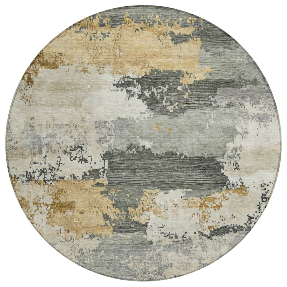 Machine Washable Indoor/Outdoor Chantille ACN2372 Green 8' x 8' Round Rug. Picture 1