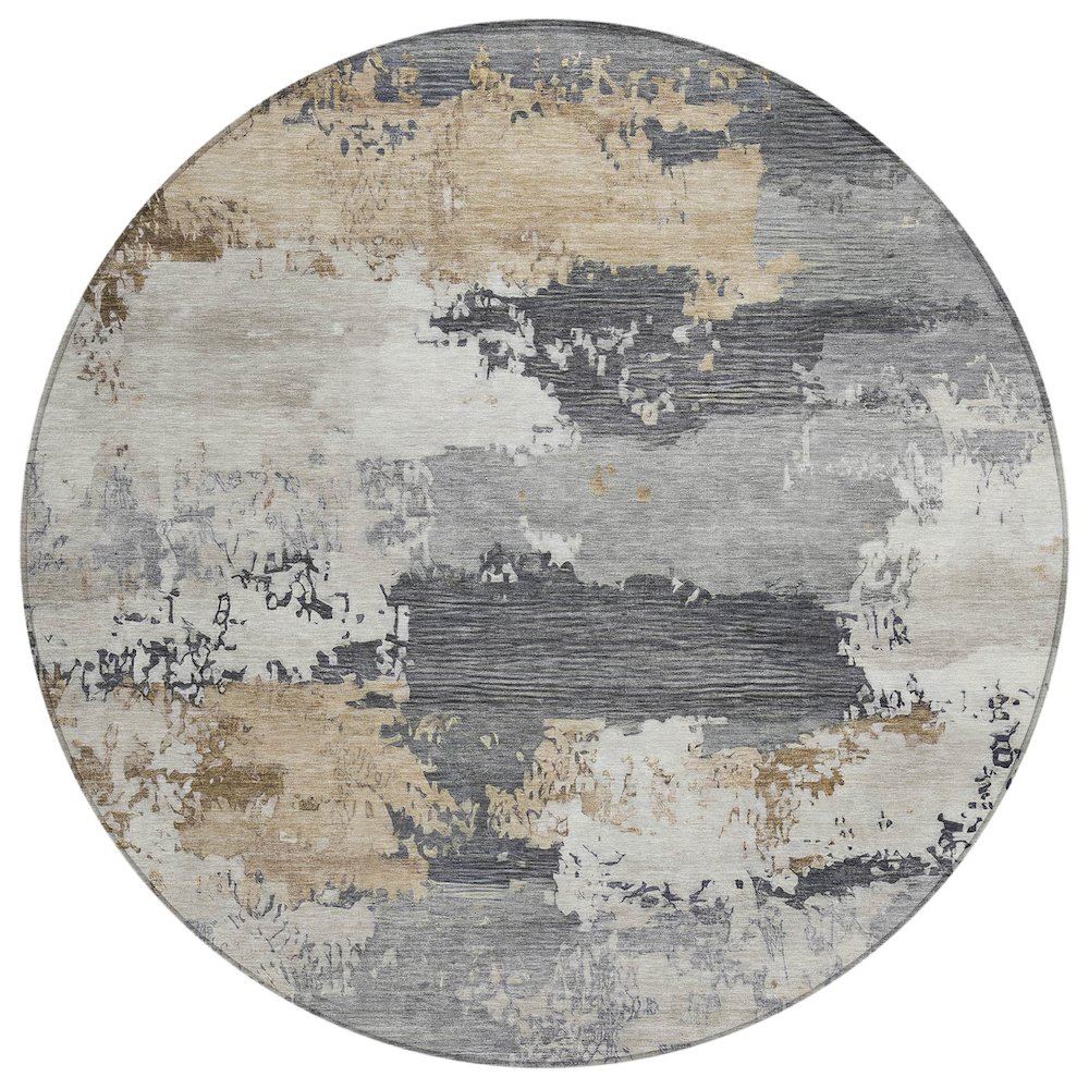 Machine Washable Indoor/Outdoor Chantille ACN2372 Gray 8' x 8' Round Rug. Picture 1