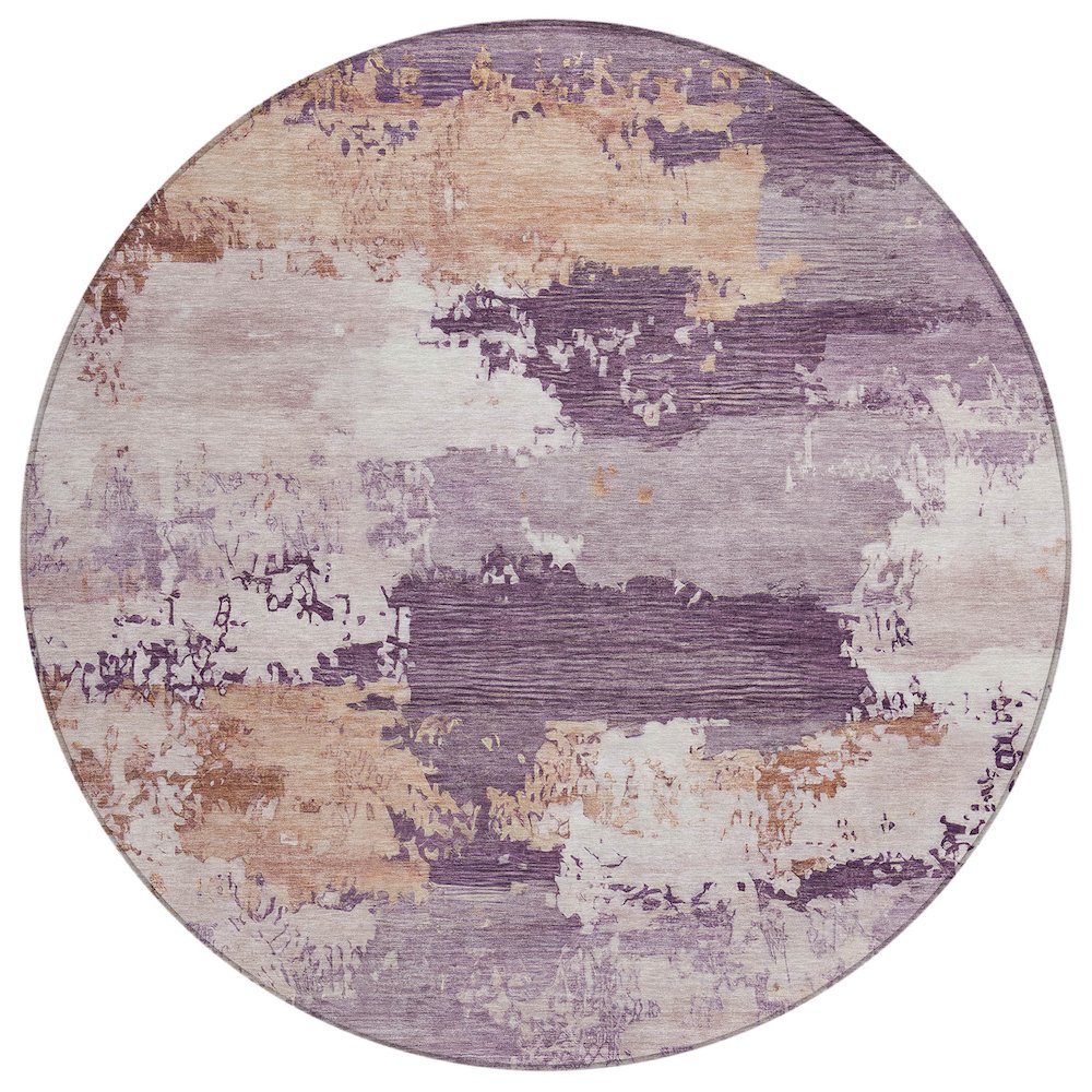 Machine Washable Indoor/Outdoor Chantille ACN2372 Purple 8' x 8' Round Rug. Picture 1