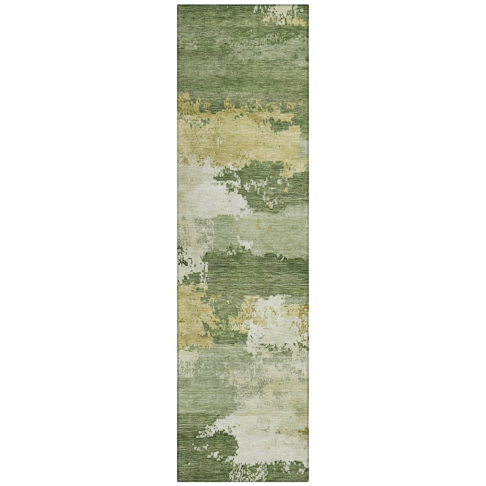 Machine Washable Indoor/Outdoor Chantille ACN2372 Green 2'3" x 7'6" Runner Rug. Picture 1