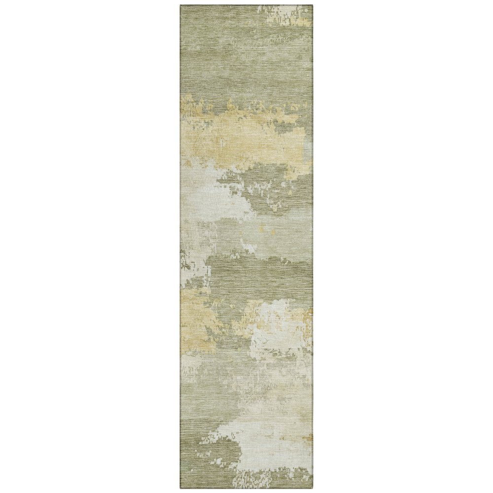 Machine Washable Indoor/Outdoor Chantille ACN2372 Green 2'3" x 7'6" Runner Rug. Picture 1