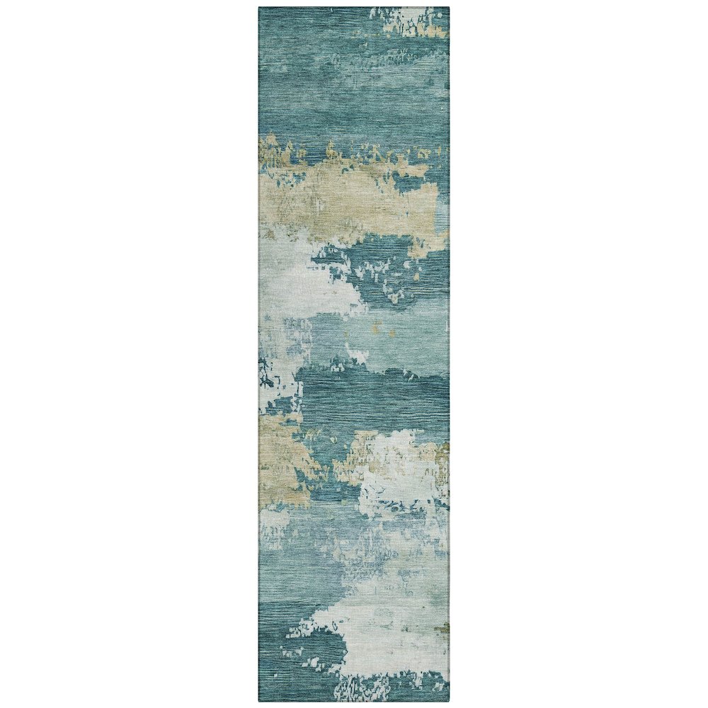 Machine Washable Indoor/Outdoor Chantille ACN2372 Teal 2'3" x 7'6" Runner Rug. Picture 1