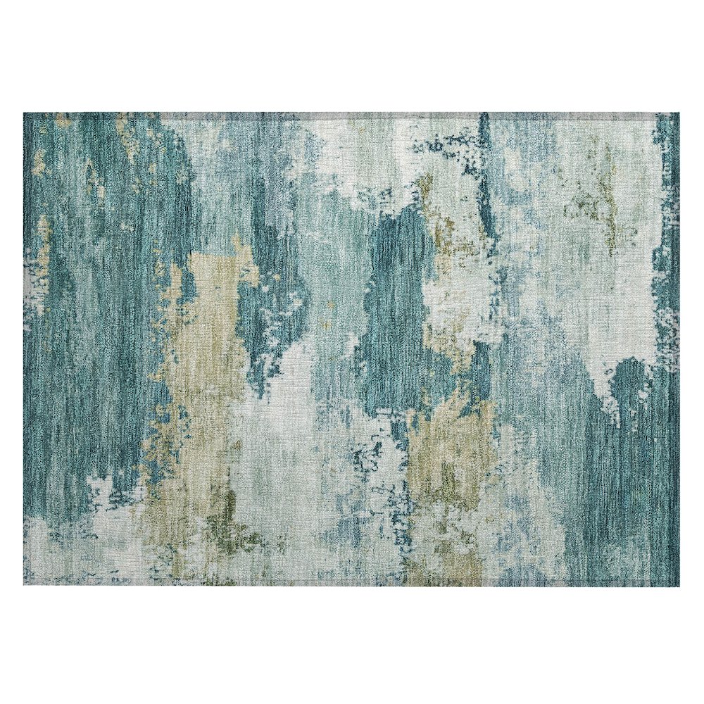 Machine Washable Indoor/Outdoor Chantille ACN2372 Teal 1'8" x 2'6" Rug. Picture 1