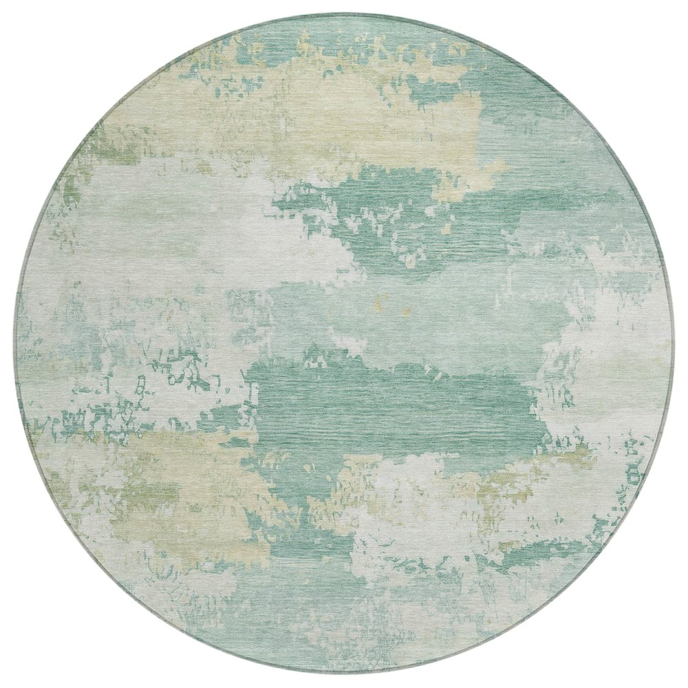 Machine Washable Indoor/Outdoor Chantille ACN2372 Teal 8' x 8' Round Rug. Picture 1