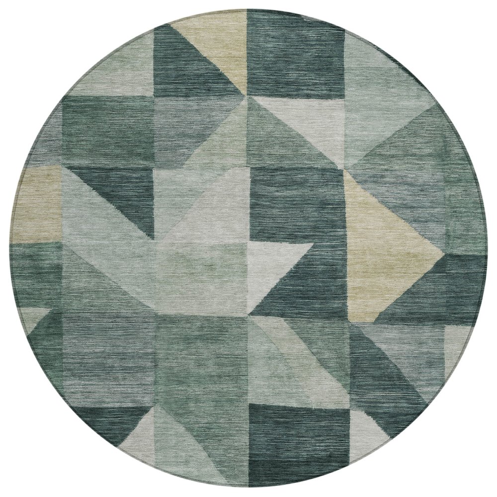 Machine Washable Indoor/Outdoor Chantille ACN2373 Green 8' x 8' Round Rug. Picture 1