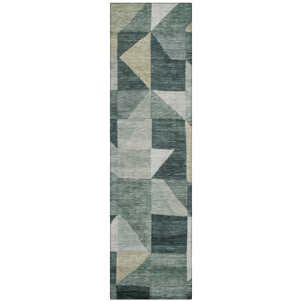 Machine Washable Indoor/Outdoor Chantille ACN2373 Green 2'3" x 7'6" Runner Rug. Picture 1