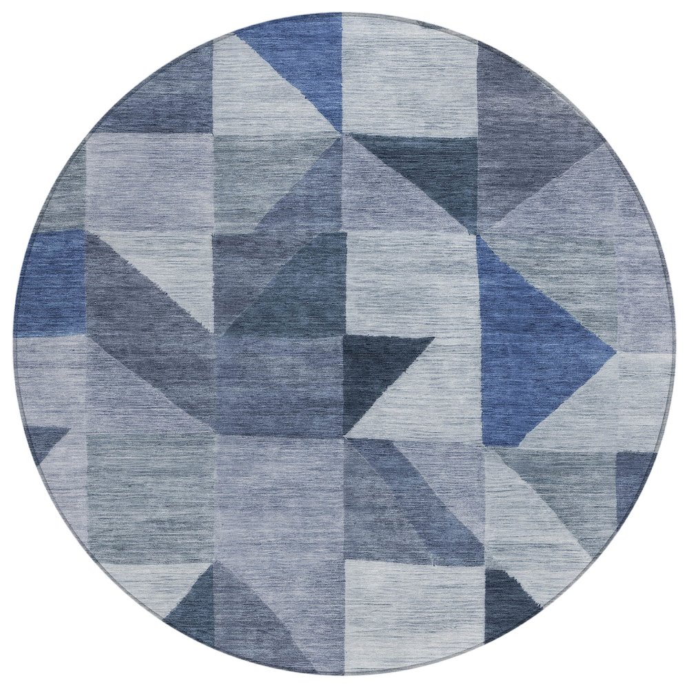 Machine Washable Indoor/Outdoor Chantille ACN2373 Blue 8' x 8' Round Rug. Picture 1