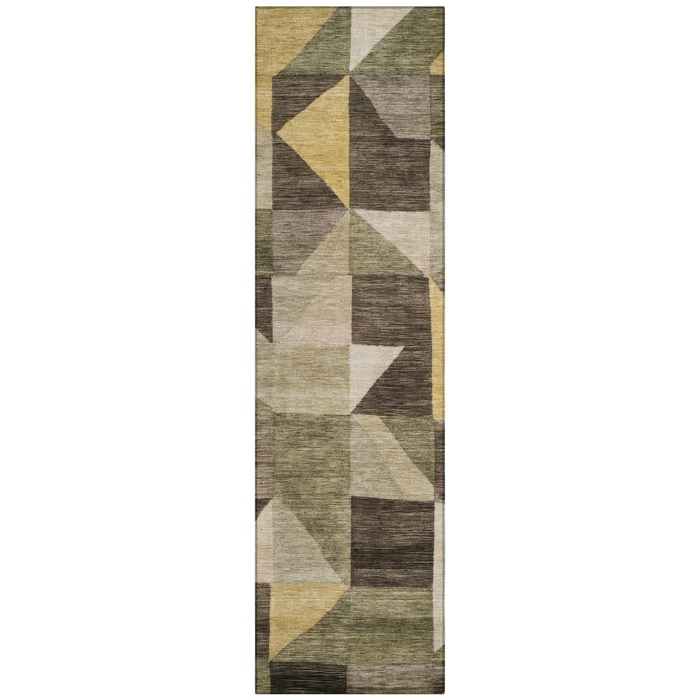 Machine Washable Indoor/Outdoor Chantille ACN2373 Green 2'3" x 7'6" Runner Rug. Picture 1
