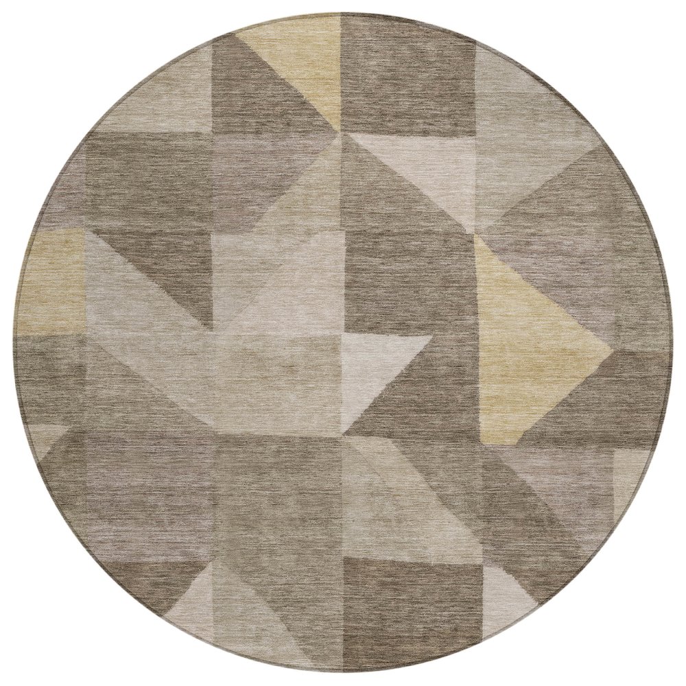 Machine Washable Indoor/Outdoor Chantille ACN2373 Brown 8' x 8' Round Rug. Picture 1