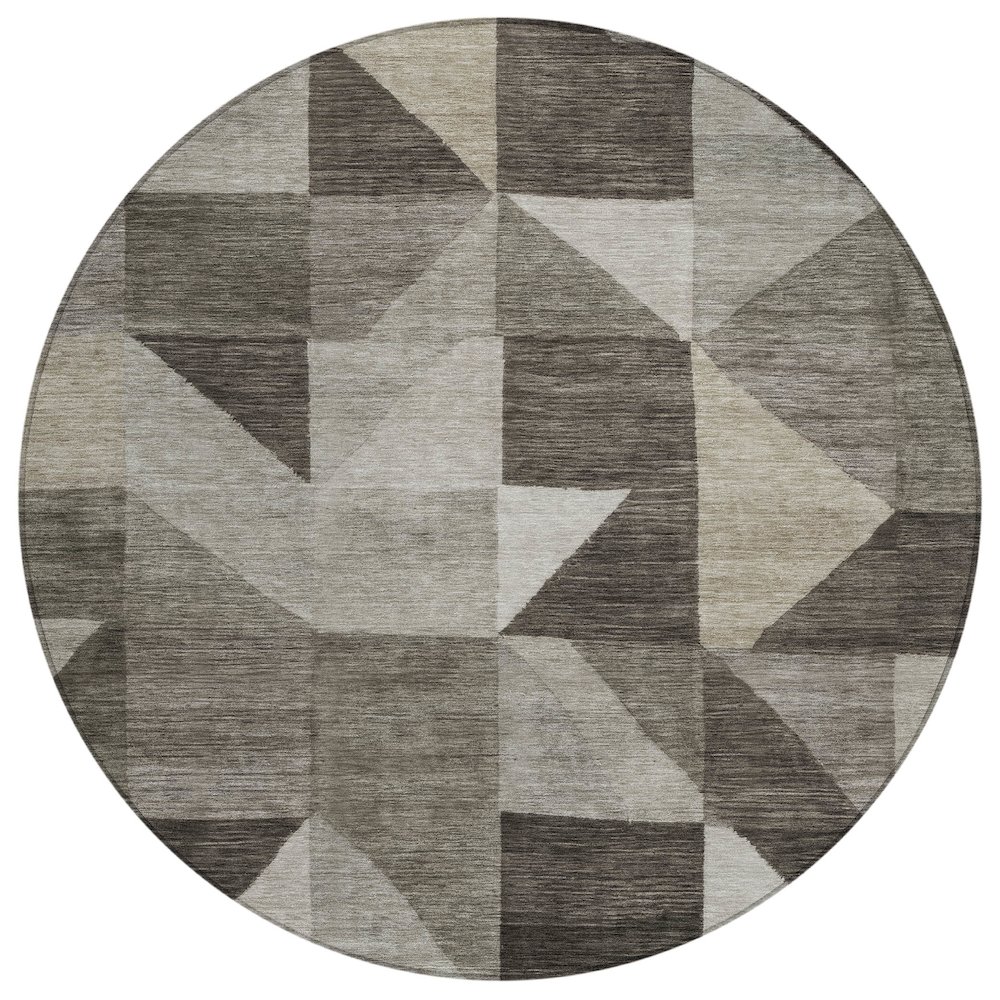 Machine Washable Indoor/Outdoor Chantille ACN2373 Brown 8' x 8' Round Rug. Picture 1