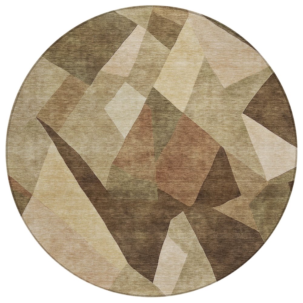 Machine Washable Indoor/Outdoor Chantille ACN2374 Brown 8' x 8' Round Rug. Picture 1