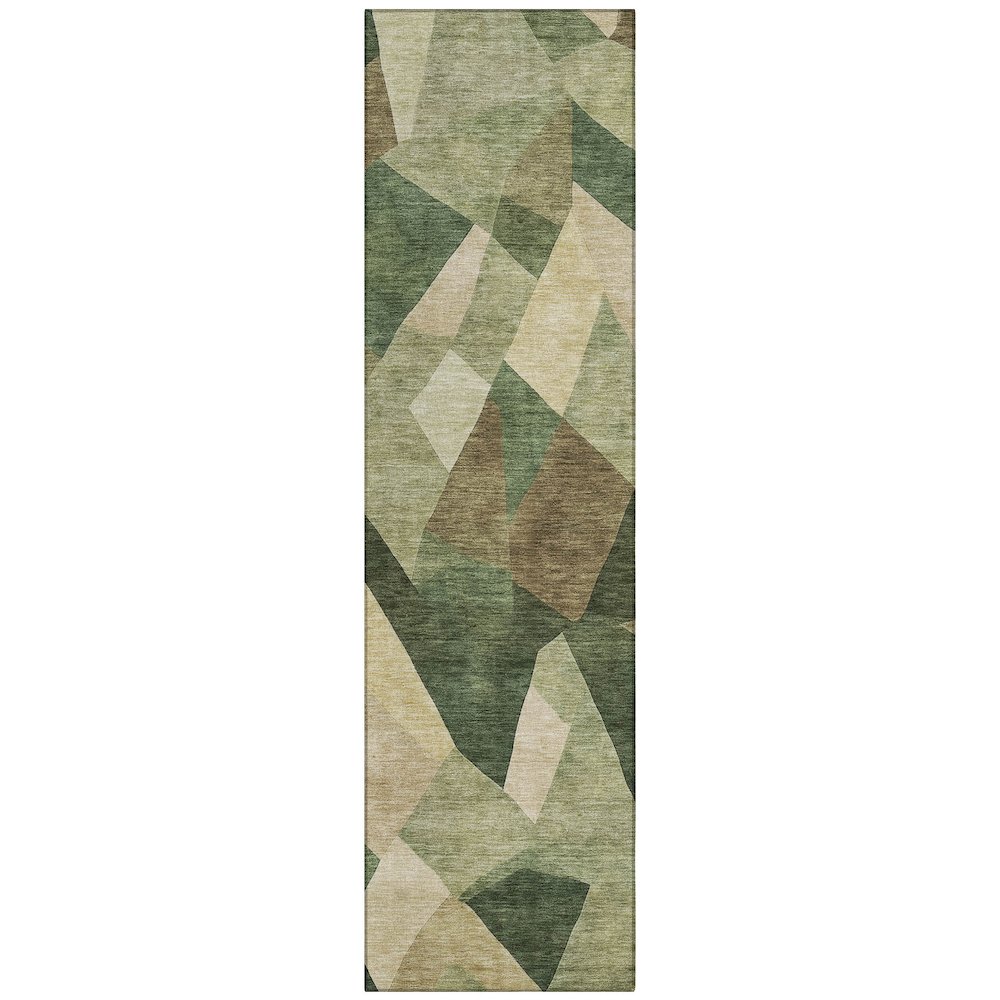 Machine Washable Indoor/Outdoor Chantille ACN2374 Green 2'3" x 7'6" Runner Rug. Picture 1