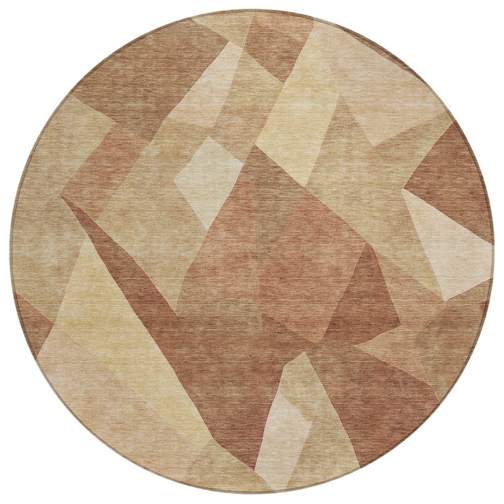 Machine Washable Indoor/Outdoor Chantille ACN2374 Orange 8' x 8' Round Rug. Picture 1