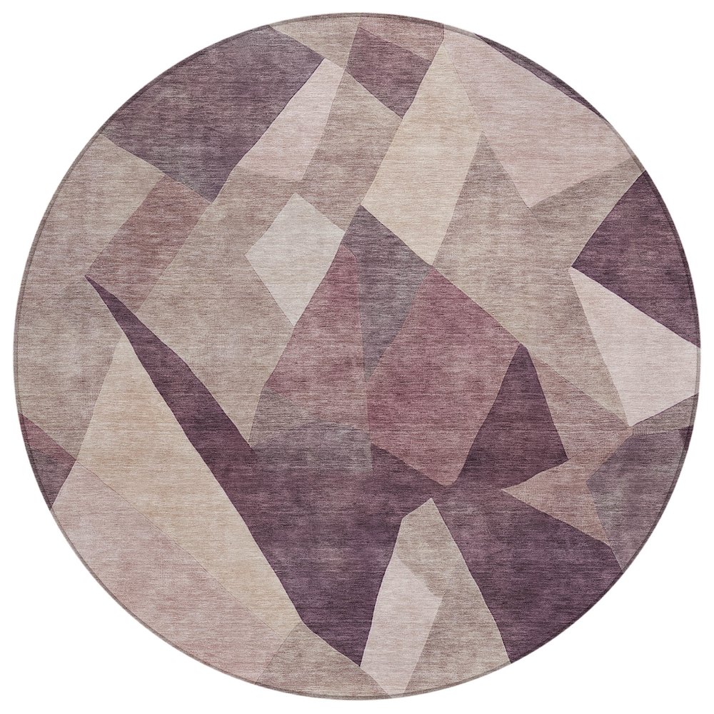 Machine Washable Indoor/Outdoor Chantille ACN2374 Purple 8' x 8' Round Rug. Picture 1