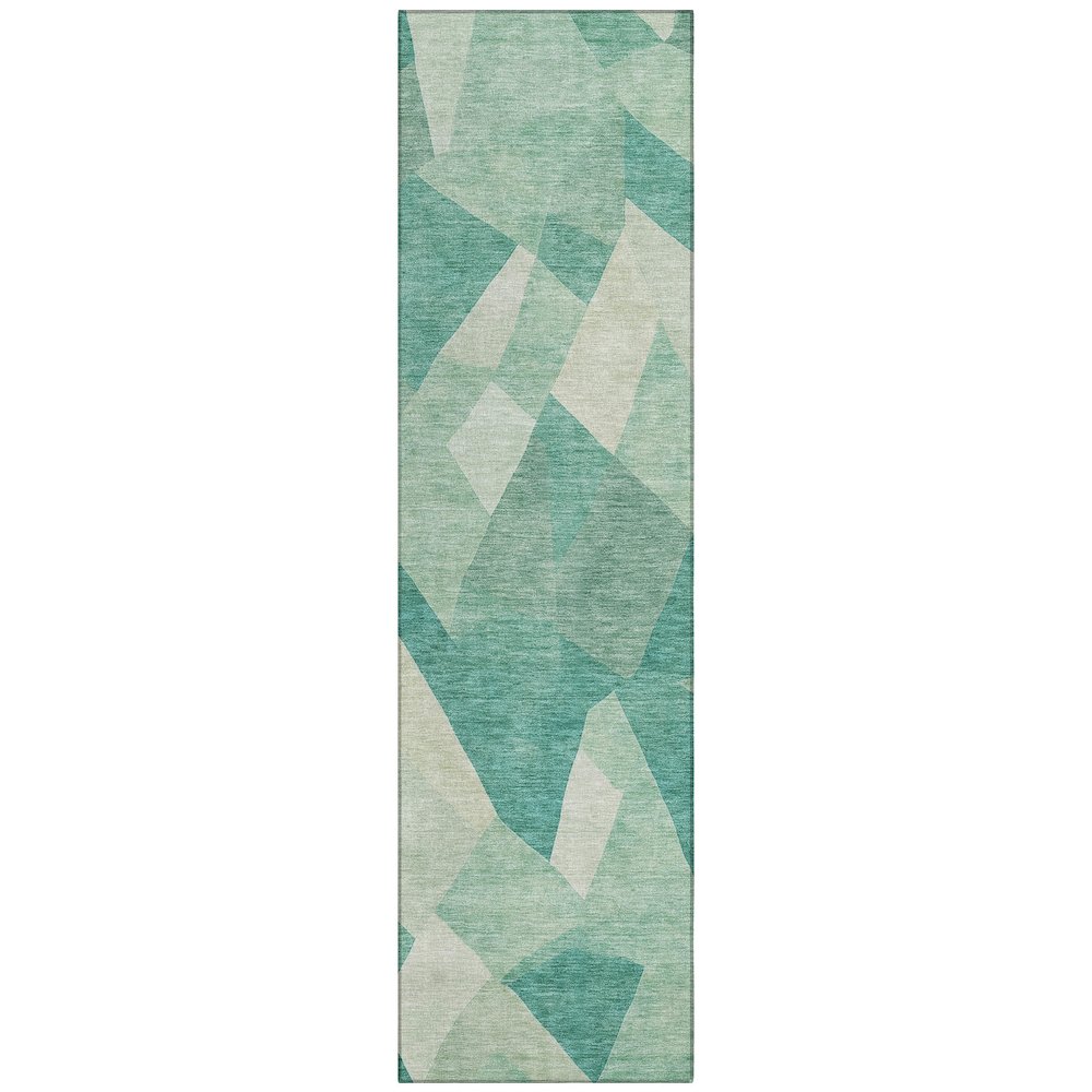 Machine Washable Indoor/Outdoor Chantille ACN2374 Teal 2'3" x 7'6" Runner Rug. Picture 1