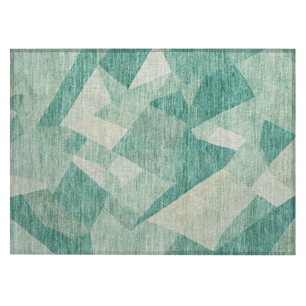 Machine Washable Indoor/Outdoor Chantille ACN2374 Teal 1'8" x 2'6" Rug. Picture 1