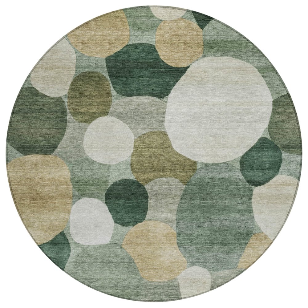 Machine Washable Indoor/Outdoor Chantille ACN2375 Green 8' x 8' Round Rug. Picture 1