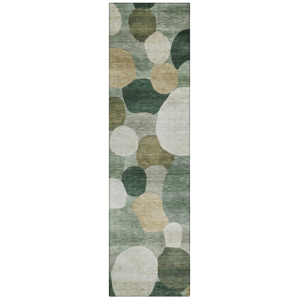 Machine Washable Indoor/Outdoor Chantille ACN2375 Green 2'3" x 7'6" Runner Rug. Picture 1