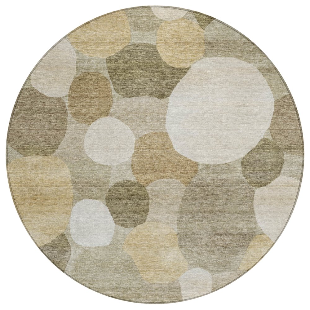 Machine Washable Indoor/Outdoor Chantille ACN2375 Brown 8' x 8' Round Rug. Picture 1