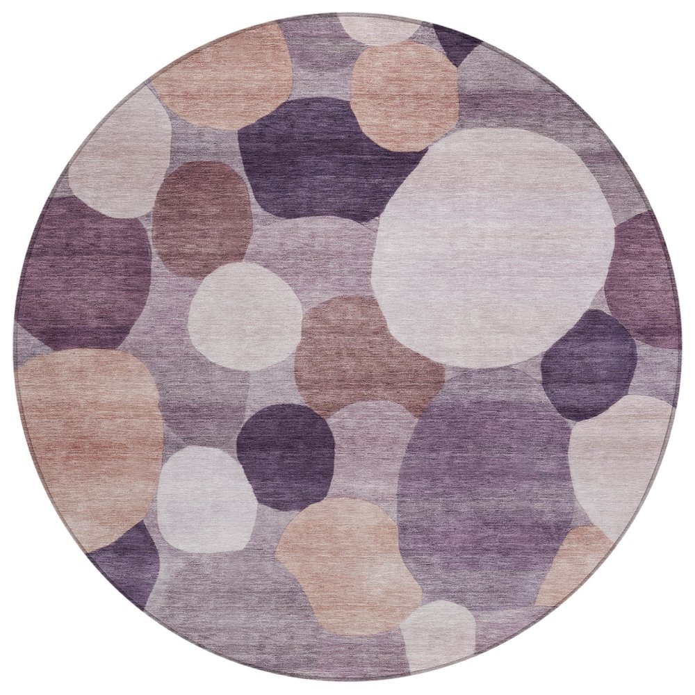 Machine Washable Indoor/Outdoor Chantille ACN2375 Purple 8' x 8' Round Rug. Picture 1
