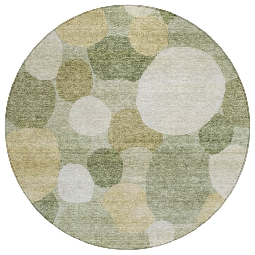 Machine Washable Indoor/Outdoor Chantille ACN2375 Green 8' x 8' Round Rug. Picture 1