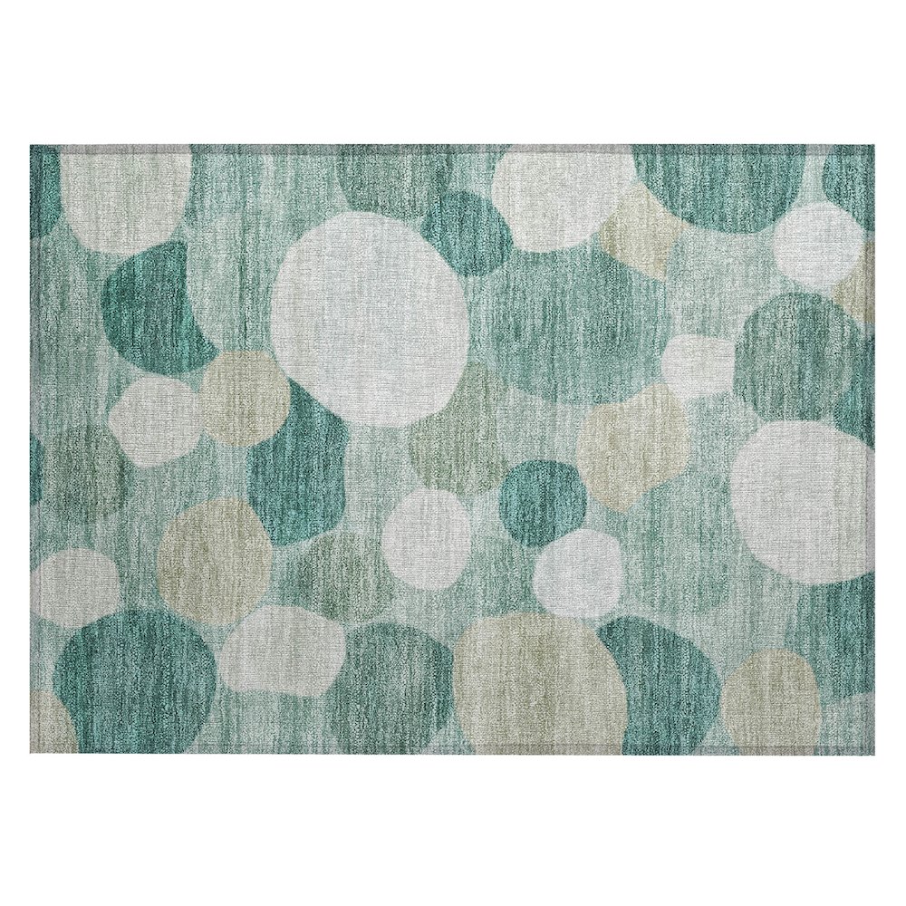 Machine Washable Indoor/Outdoor Chantille ACN2375 Teal 1'8" x 2'6" Rug. Picture 1