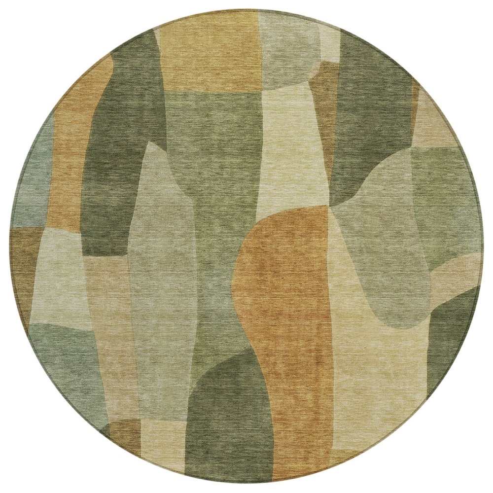 Machine Washable Indoor/Outdoor Chantille ACN2376 Green 8' x 8' Round Rug. Picture 1