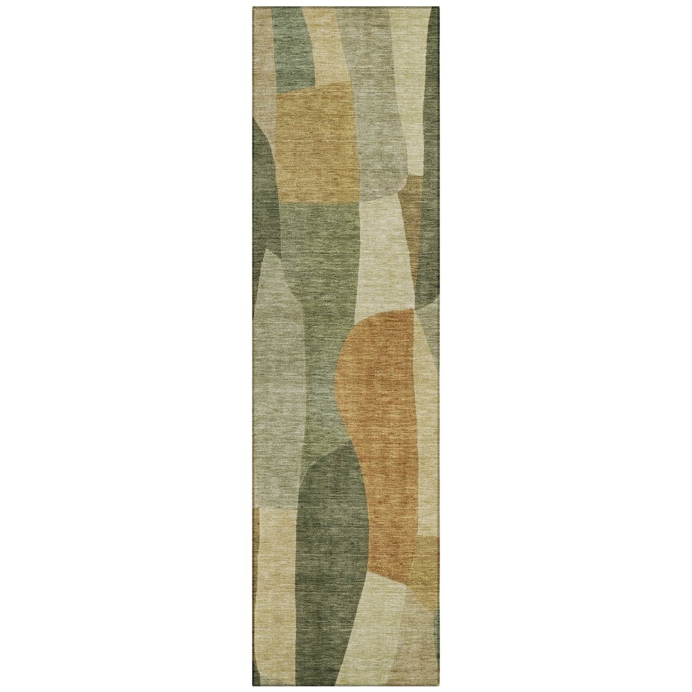 Machine Washable Indoor/Outdoor Chantille ACN2376 Green 2'3" x 7'6" Runner Rug. Picture 1