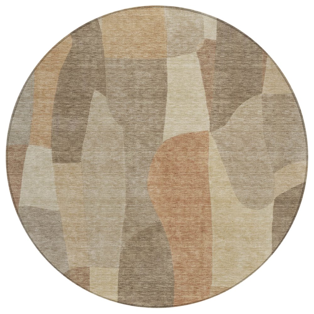 Machine Washable Indoor/Outdoor Chantille ACN2376 Brown 8' x 8' Round Rug. Picture 1