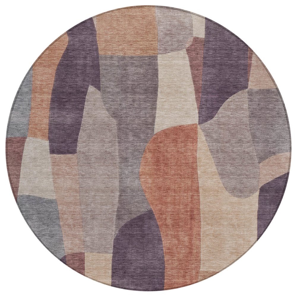 Machine Washable Indoor/Outdoor Chantille ACN2376 Purple 8' x 8' Round Rug. Picture 1